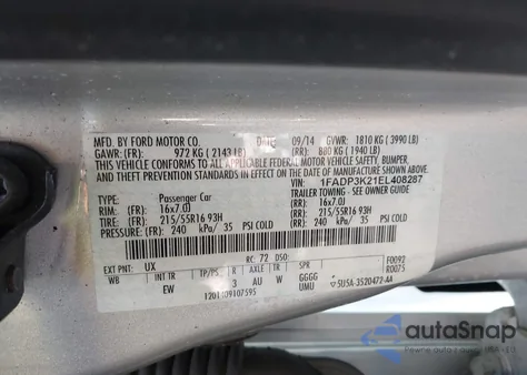 2014 Ford Focus Se z USA, uszkodzony, nr VIN 1FADP3K21EL408287